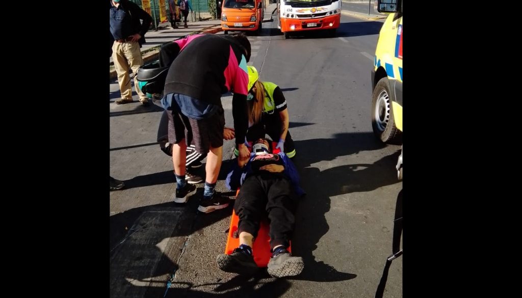 motociclista resultó lesionado en accidente de quillota