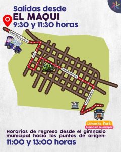 mapa de recorrido de bus de traslado a juegos en limache julio 2022