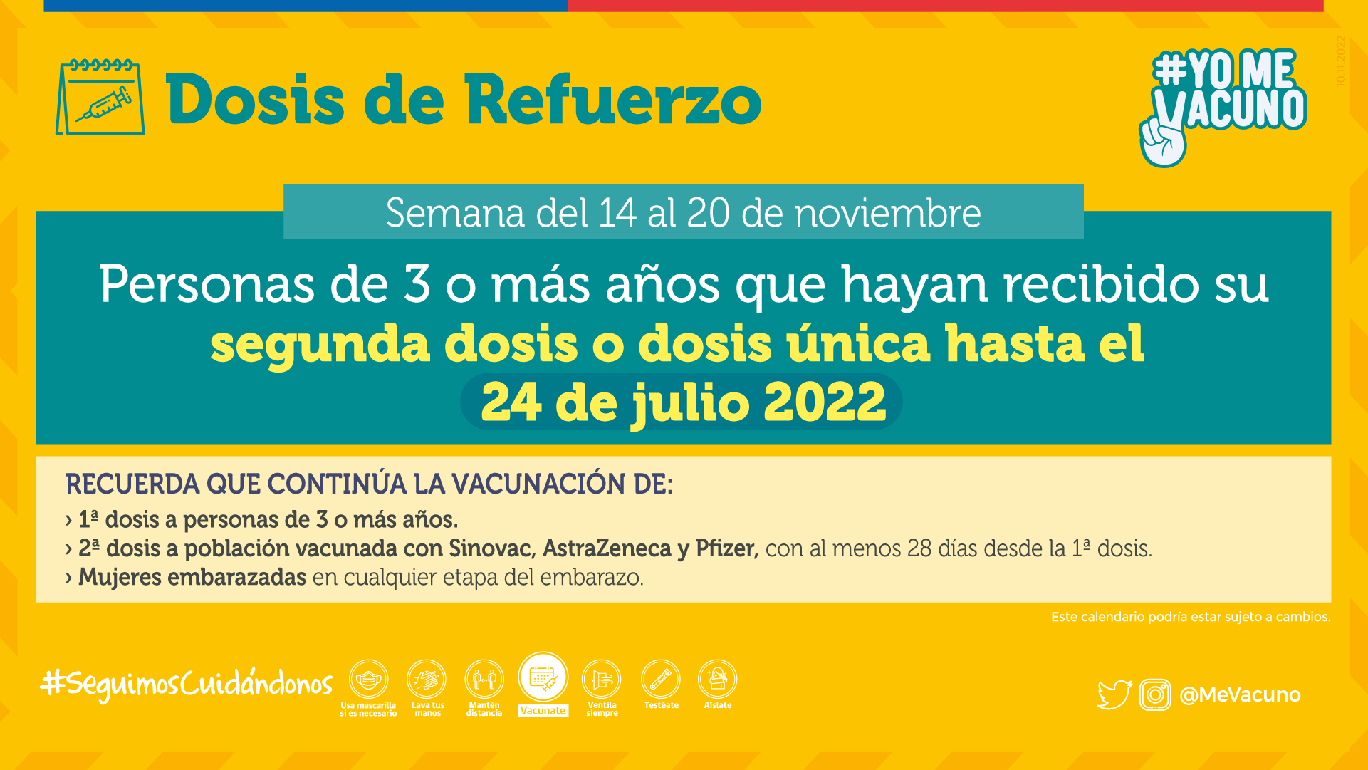 Calendarios de vacunación contra el Covid para la semana entre el 14 y el 20 de noviembre