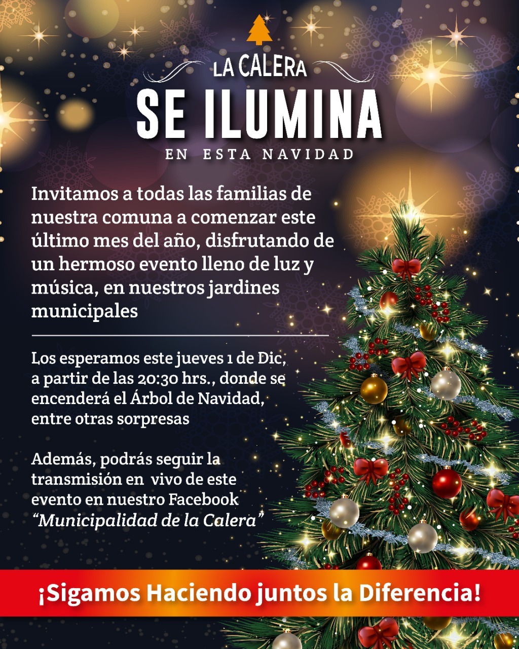 La Calera da la bienvenida a diciembre con encendido de árbol de Navidad