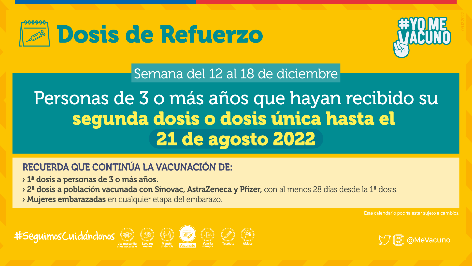 Así es el calendario de vacunación Covid-19 del 12 al 18 de diciembre