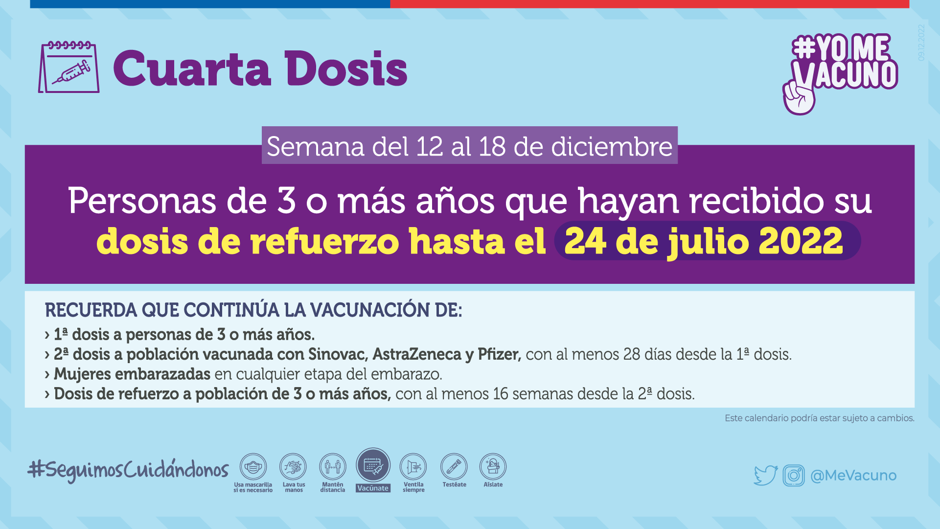 Así es el calendario de vacunación Covid-19 del 12 al 18 de diciembre