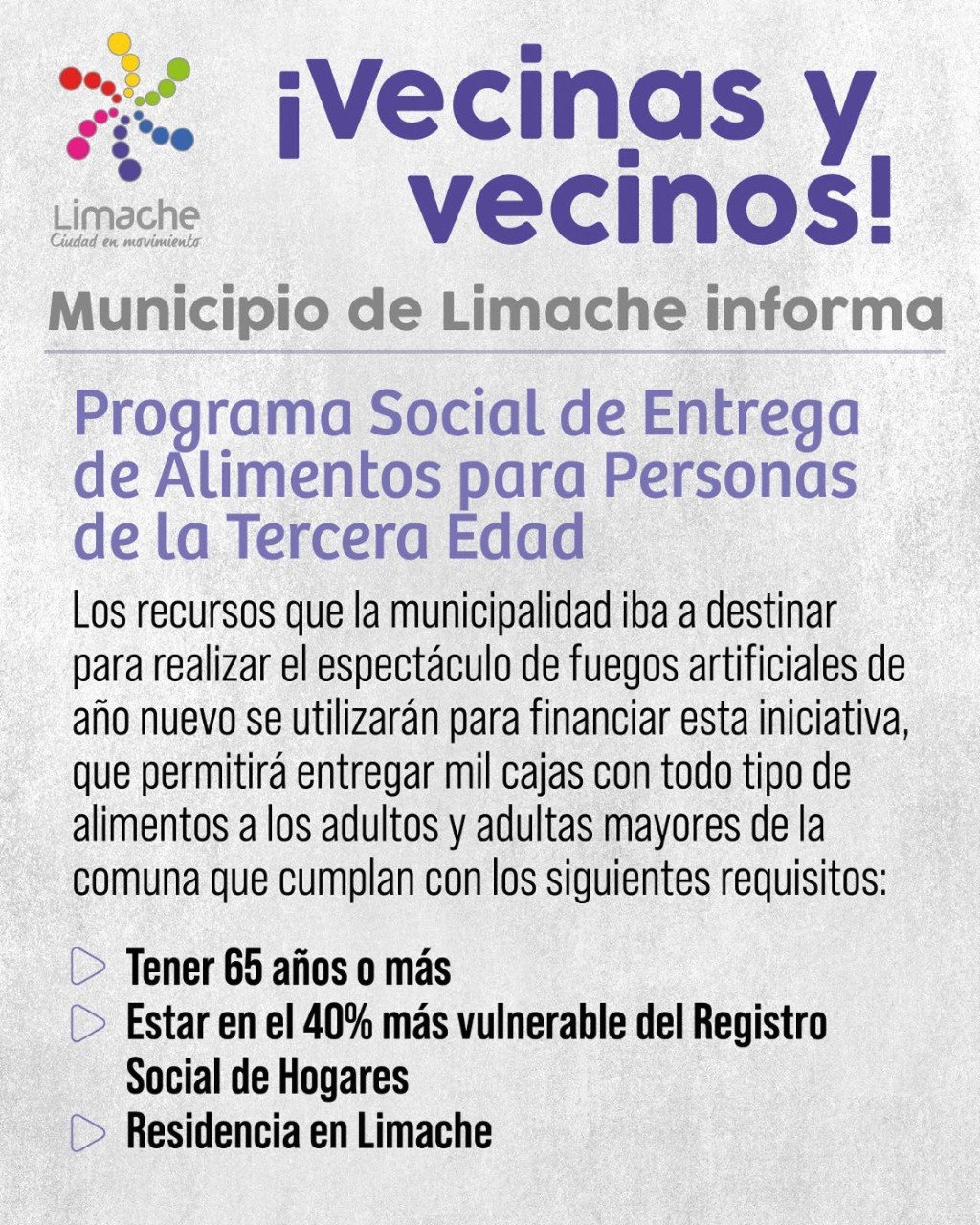 Programa Social de Entrega de Alimentos para Personas de la Tercera Edad de Limache