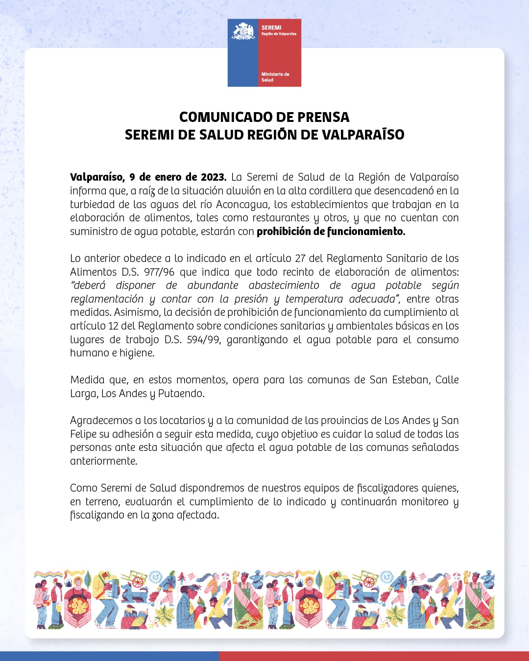 Por aluvión en Los Andes prohíben funcionar a a locales de elaboración de alimentos