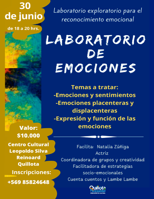 Quillota: Taller de “Laboratorio de emociones” se realizará en el Centro Cultural