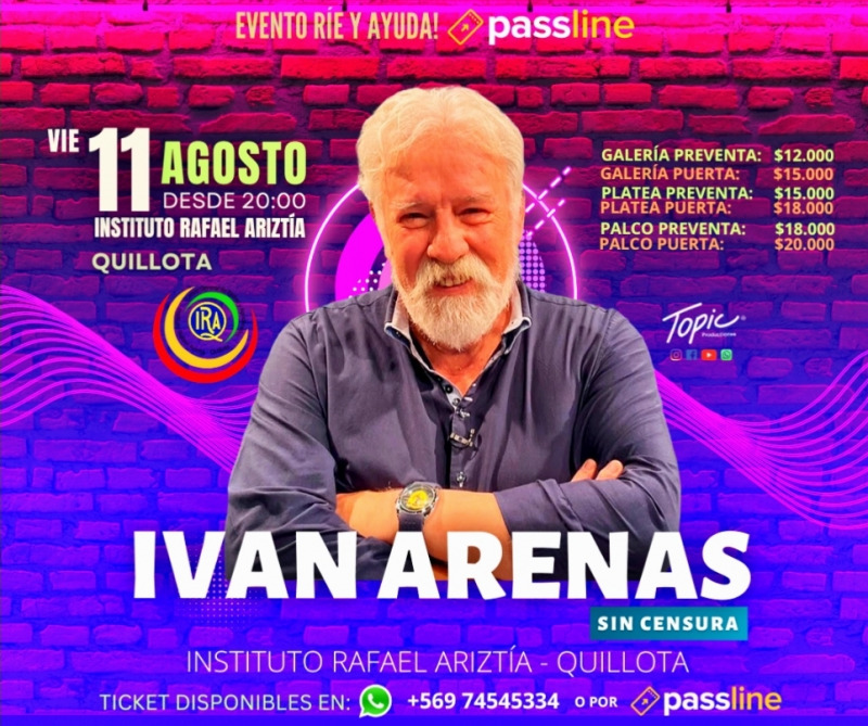 Iván Arenas se presenta en evento solidario este viernes en Quillota