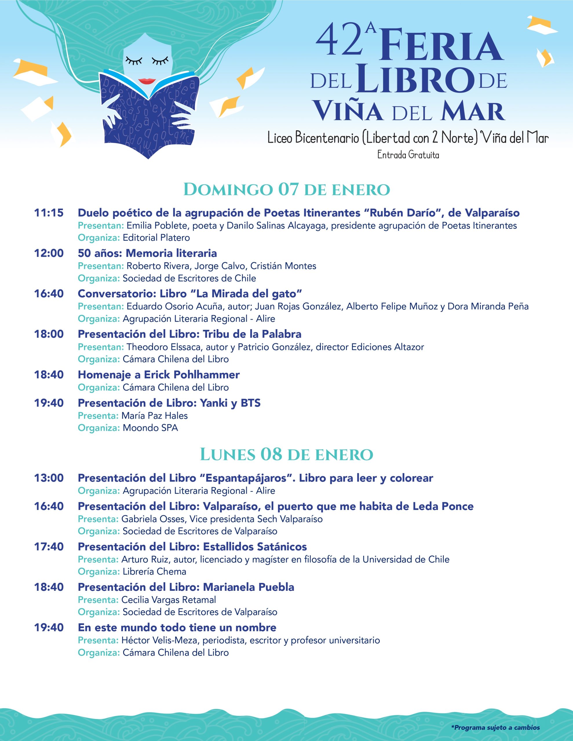 Programa de la 42ª Feria del Libro de Viña del Mar