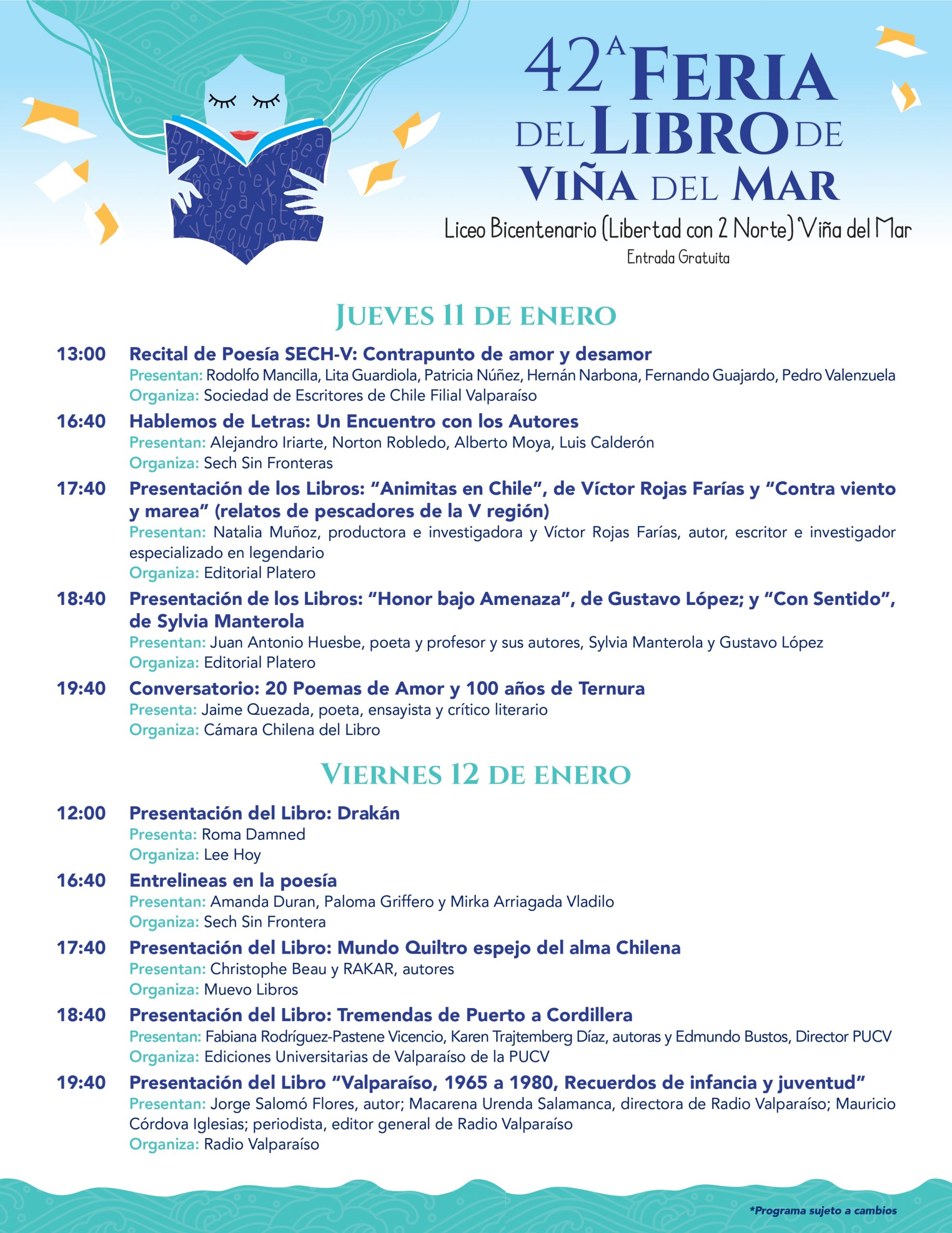 Programa de la 42ª Feria del Libro de Viña del Mar