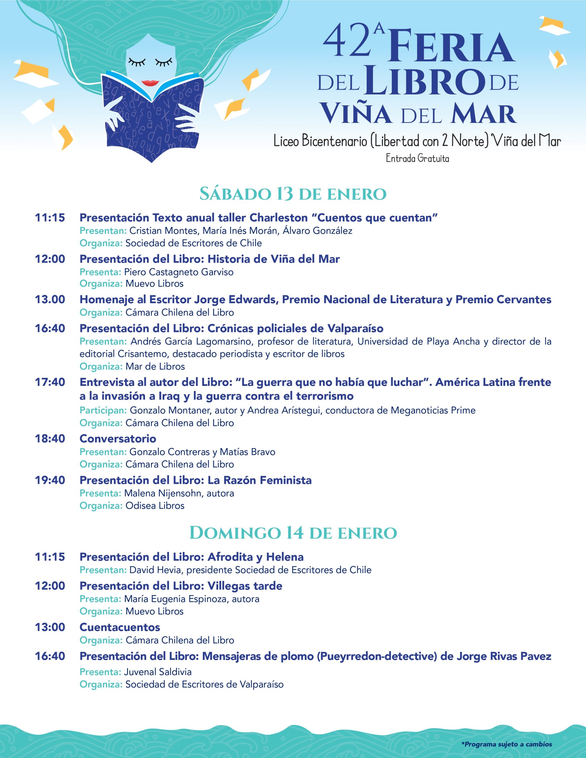 Programa de la 42ª Feria del Libro de Viña del Mar