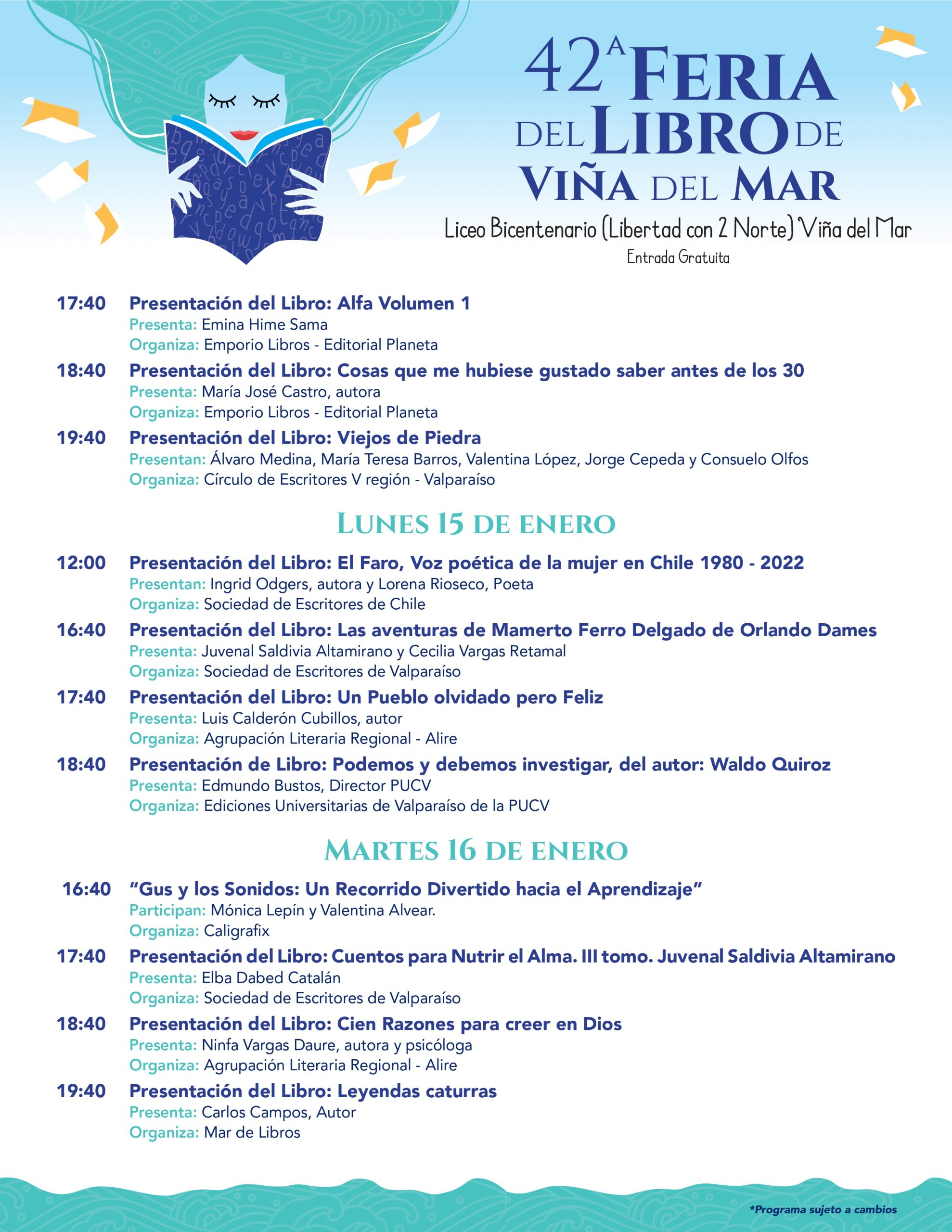 Programa de la 42ª Feria del Libro de Viña del Mar