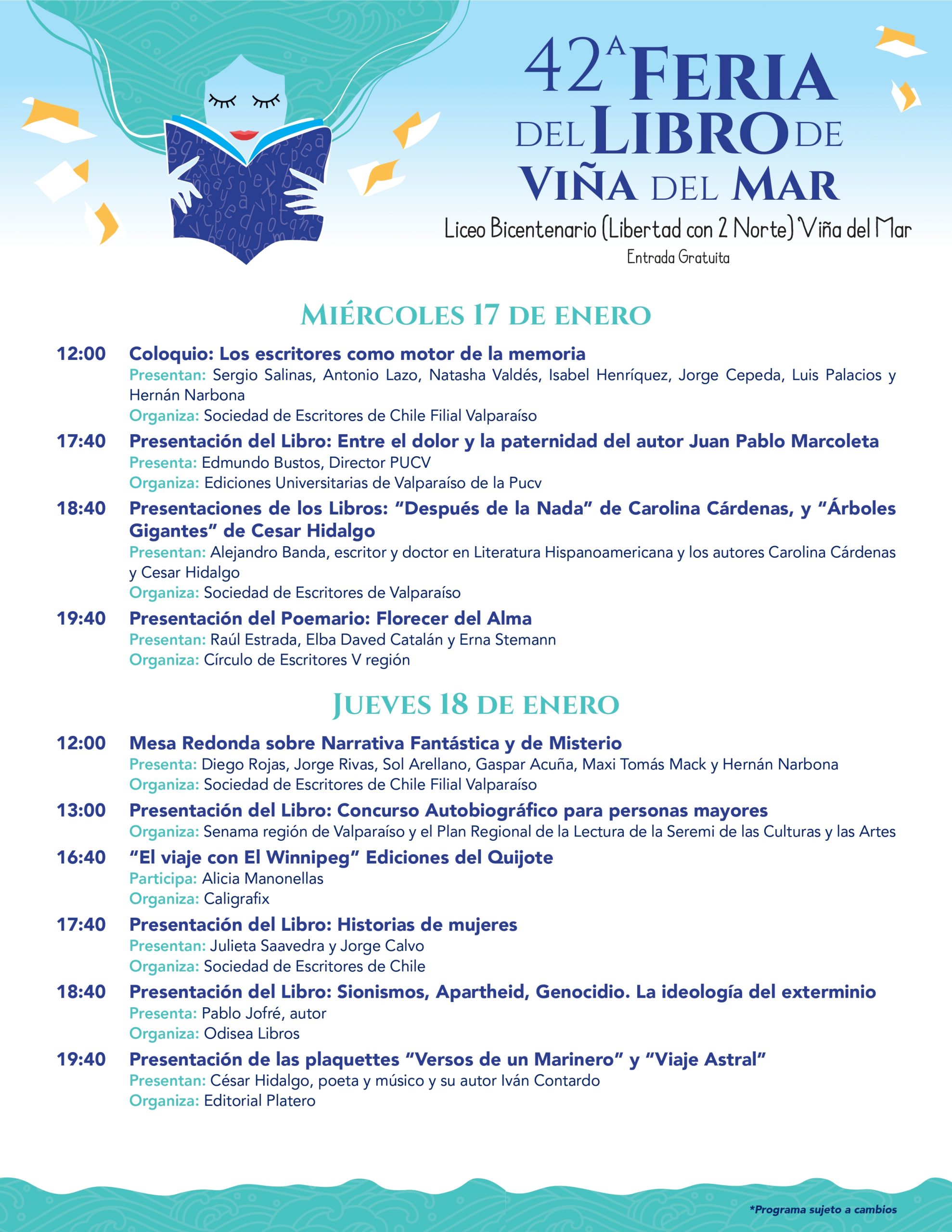 Programa de la 42ª Feria del Libro de Viña del Mar