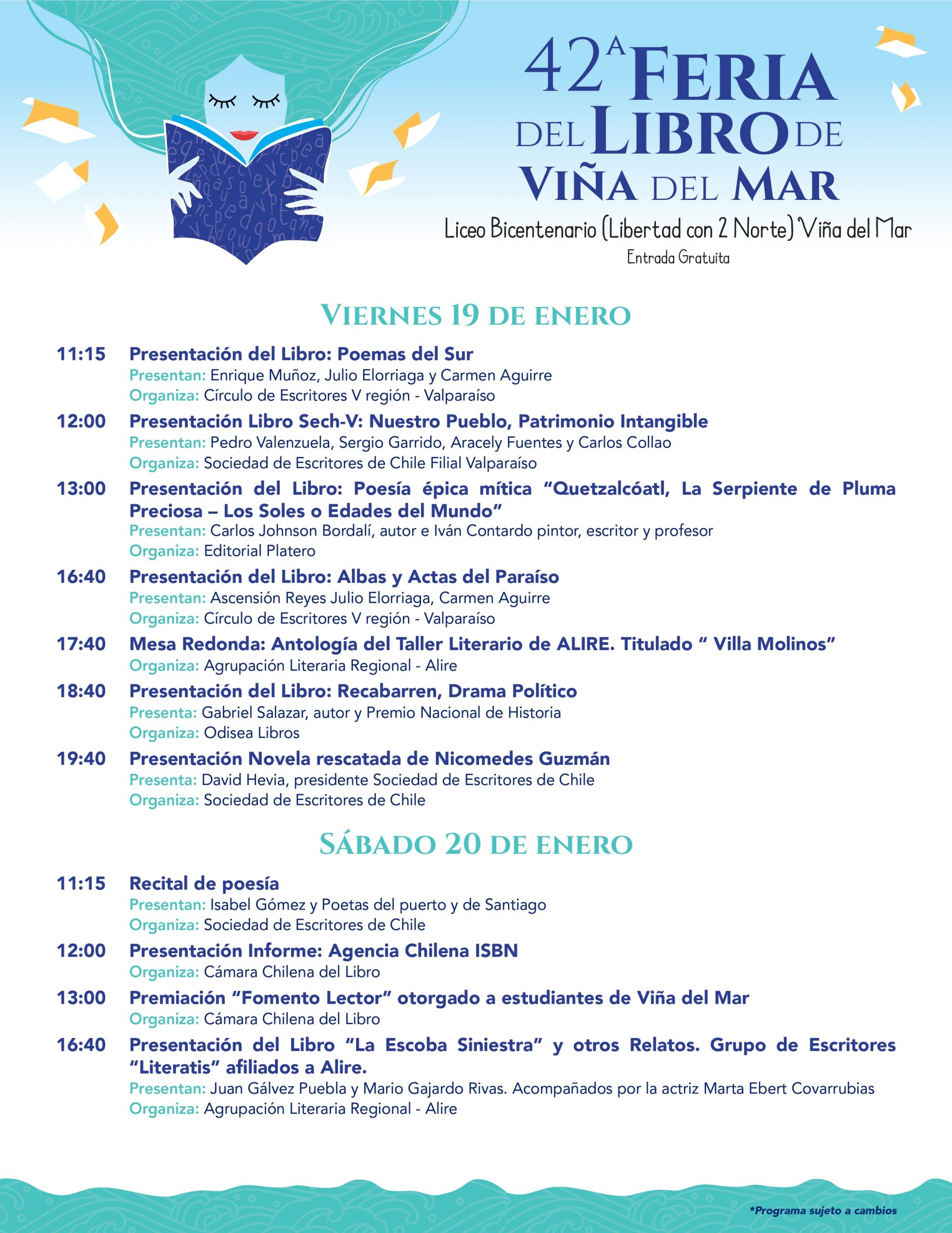 Programa de la 42ª Feria del Libro de Viña del Mar