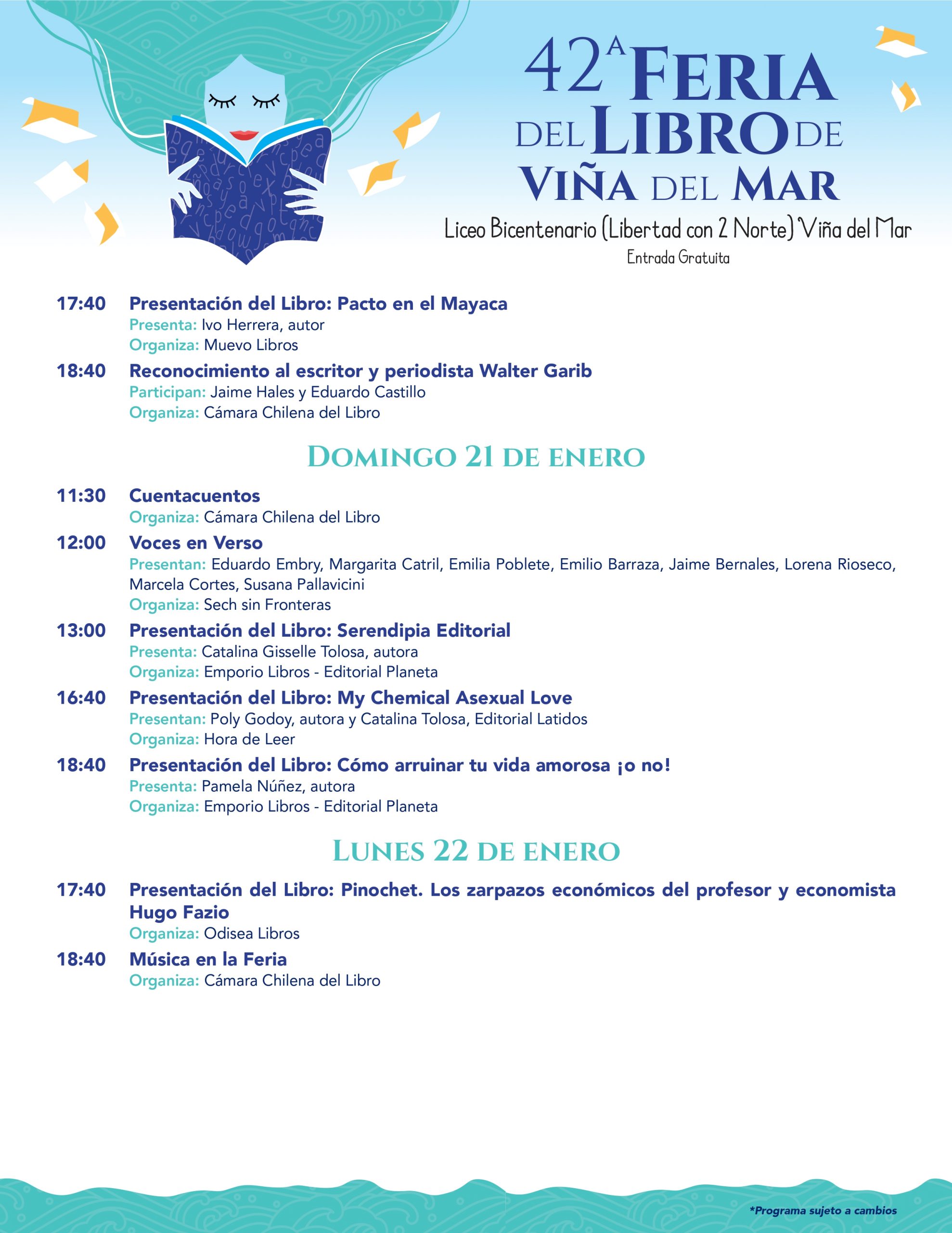 Programa de la 42ª Feria del Libro de Viña del Mar