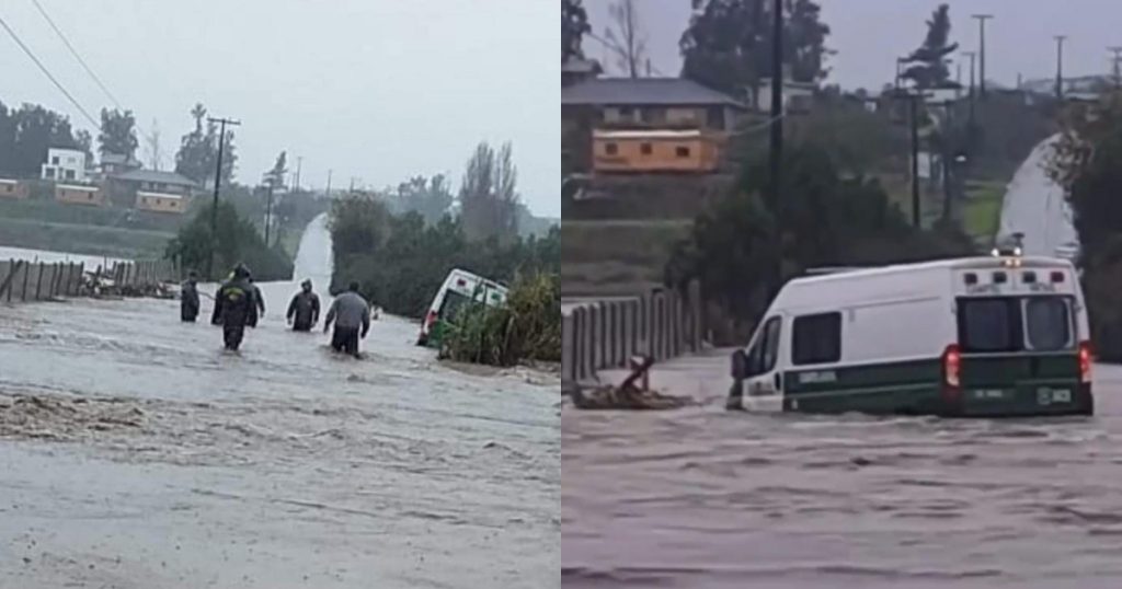 Radiopatrulla de Carabiners inundado en Huape
