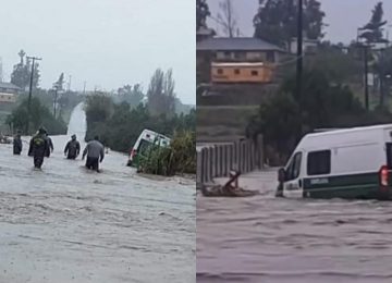 Radiopatrulla de Carabiners inundado en Huape