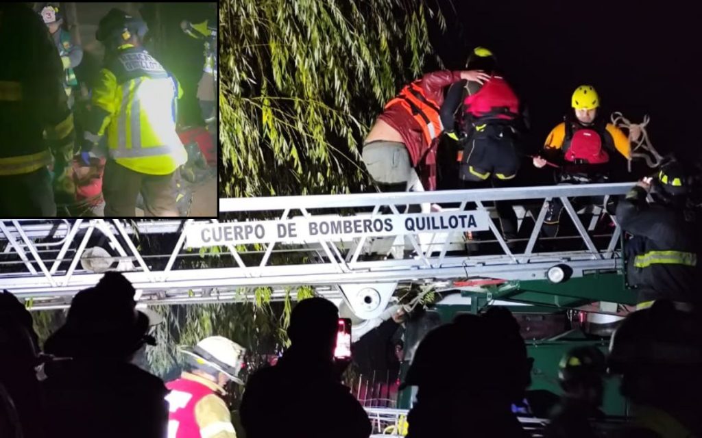 Quillota: [VIDEO] Bomberos y el GOPE rescataron a ladrón atrapado en el río Aconcagua
