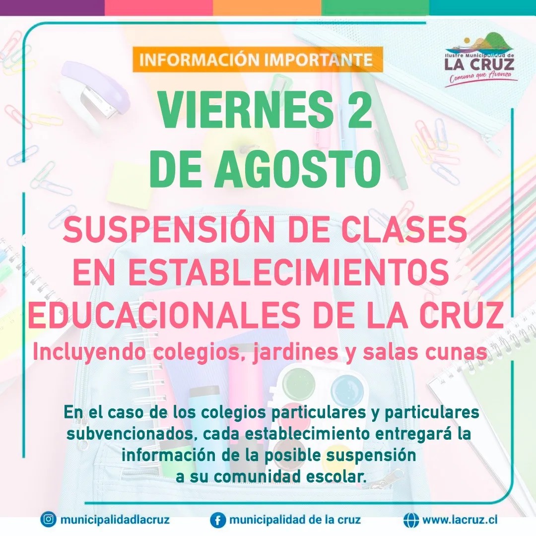 Suspensión de clases en La Cruz 2 de agosto de 2024