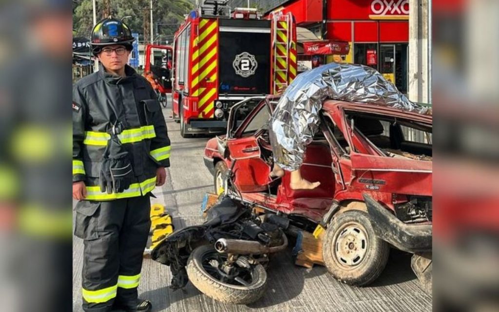 La Calera: Con simbólico auto destrozado, inicia campaña preventiva de Fiestas Patrias