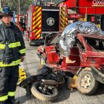 La Calera: Con simbólico auto destrozado, inicia campaña preventiva de Fiestas Patrias