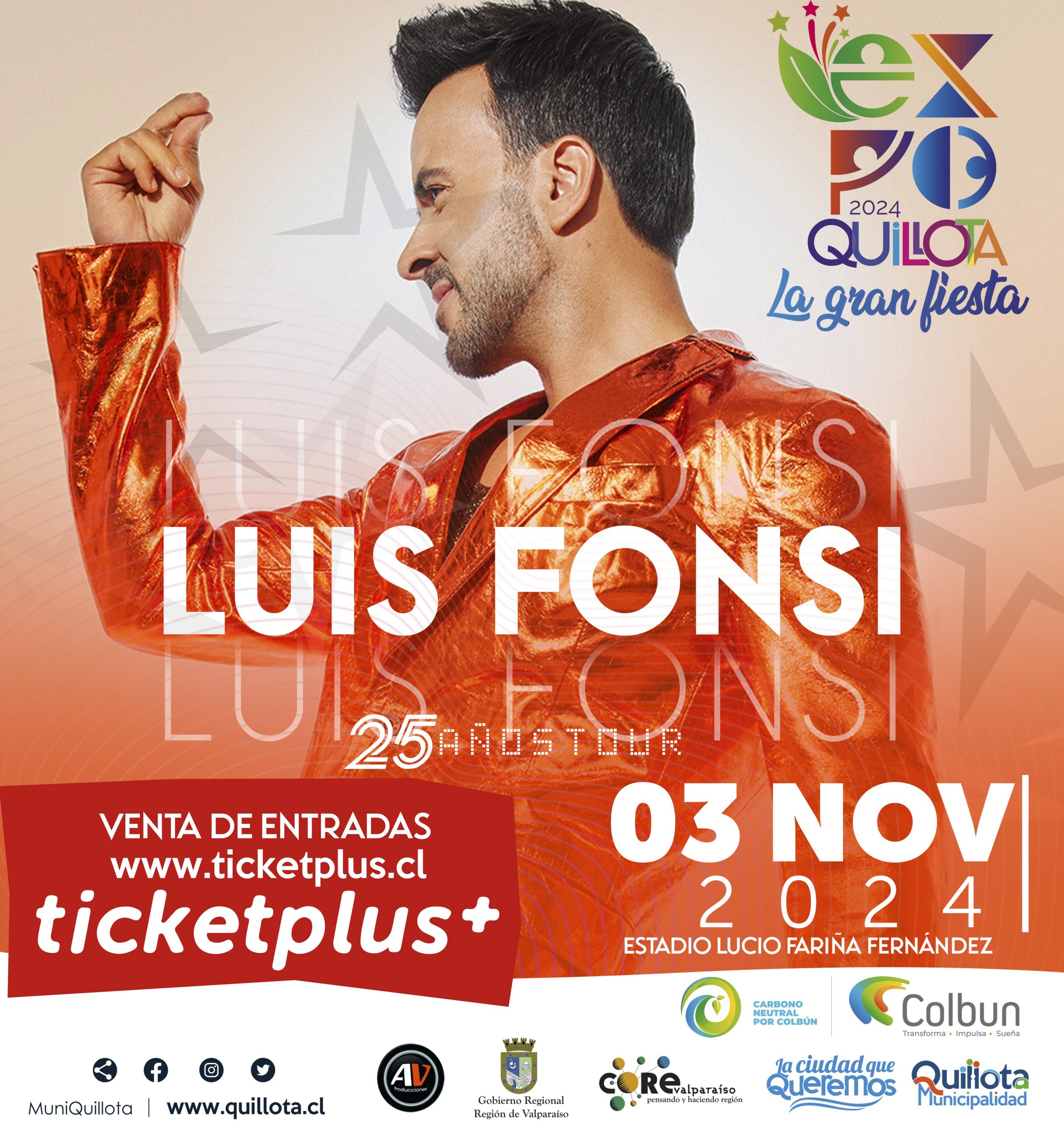 Expo Quillota Luis Fonsi celebra sus 25 años de carrera con entrada a $10 mil pesos