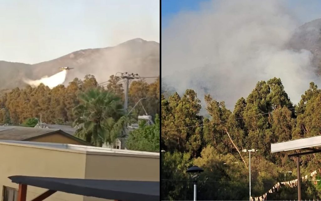 Con aeronaves combatieron incendio en el Parque Los Naranjos de Hijuelas