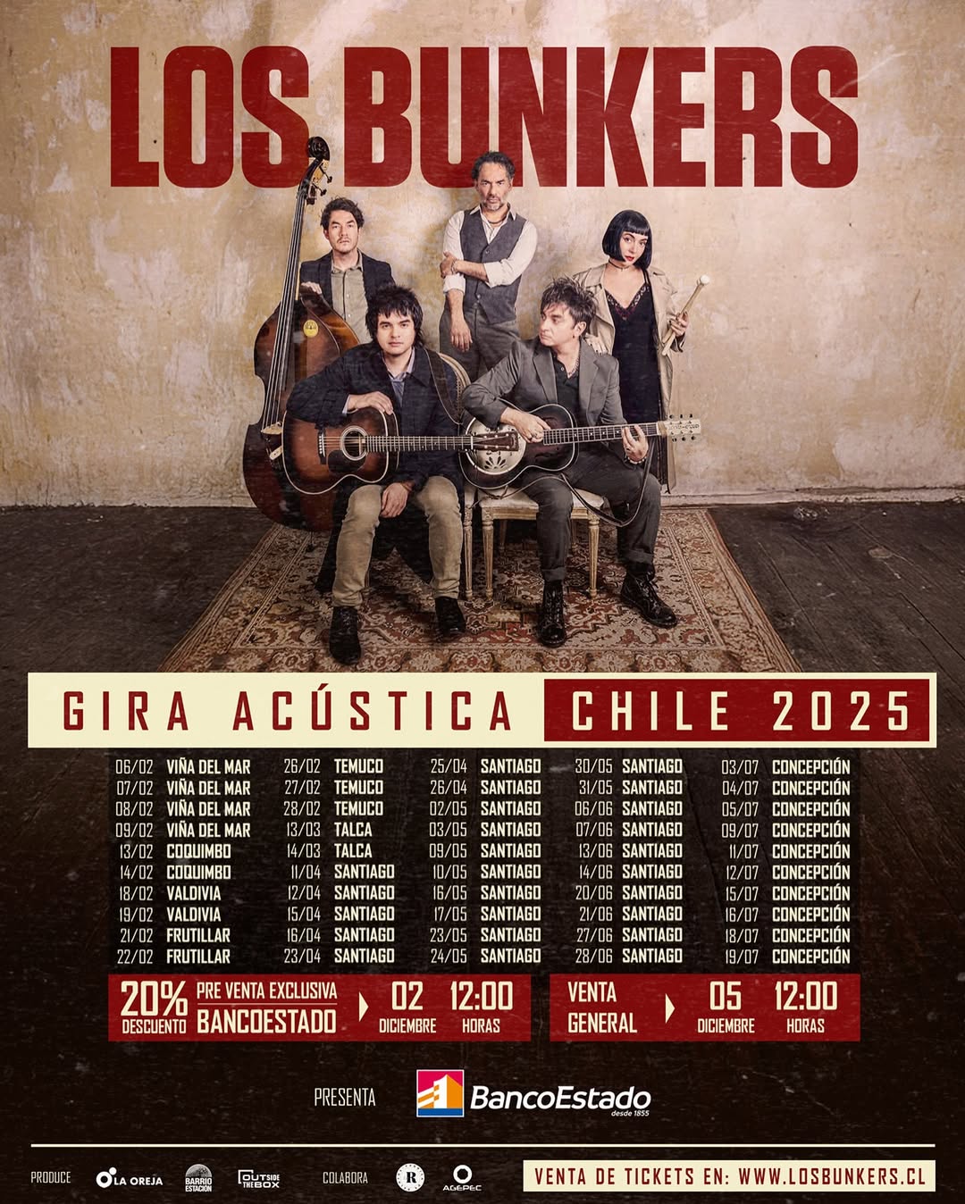 Los Bunkers y su gira acústica entradas, fechas y ciudades 2025