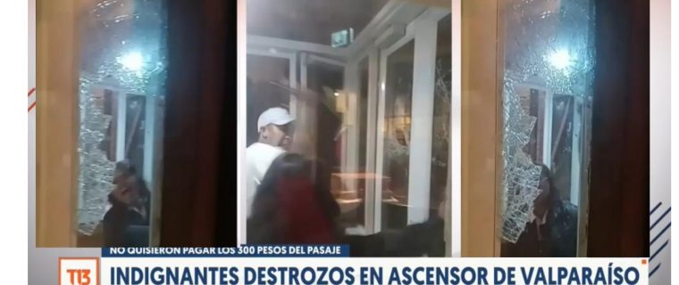 Pareja destrozó el ascensor más antiguo de Valparaíso en día de furia y fueron detenidos