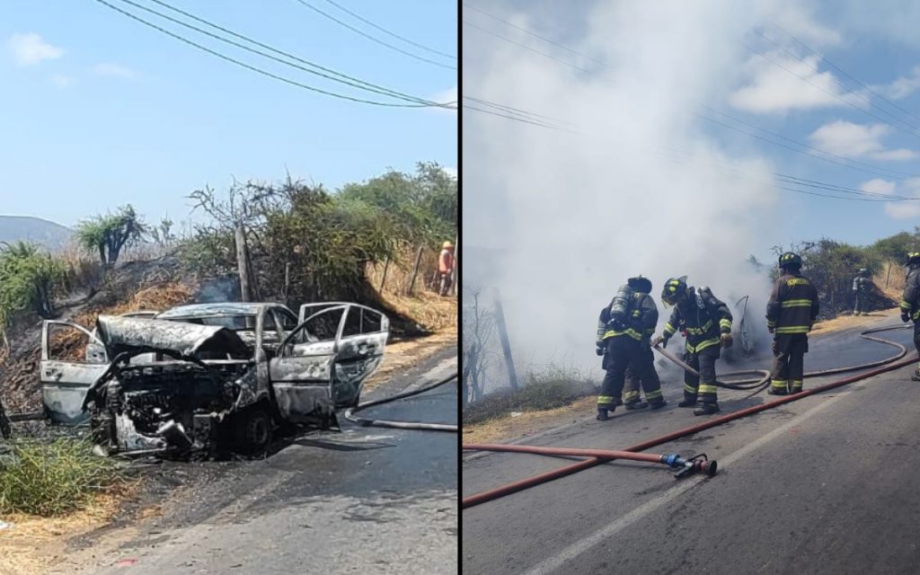 Quillota: Controlan incendio que se inició en vehículo y se propagó a pastizales