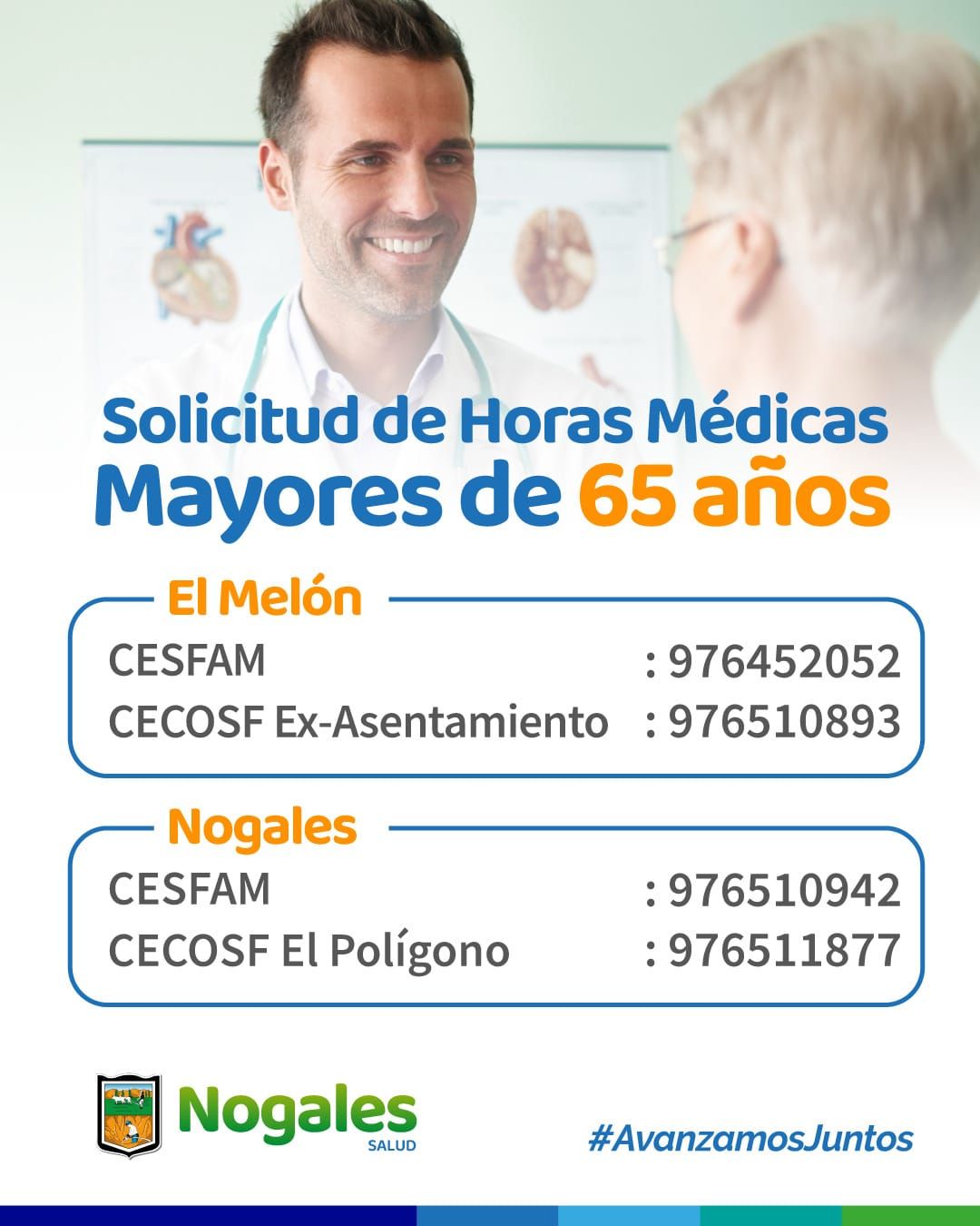 Teléfonos para reservar horas médicas para adultos mayores de 65 años en Nogales