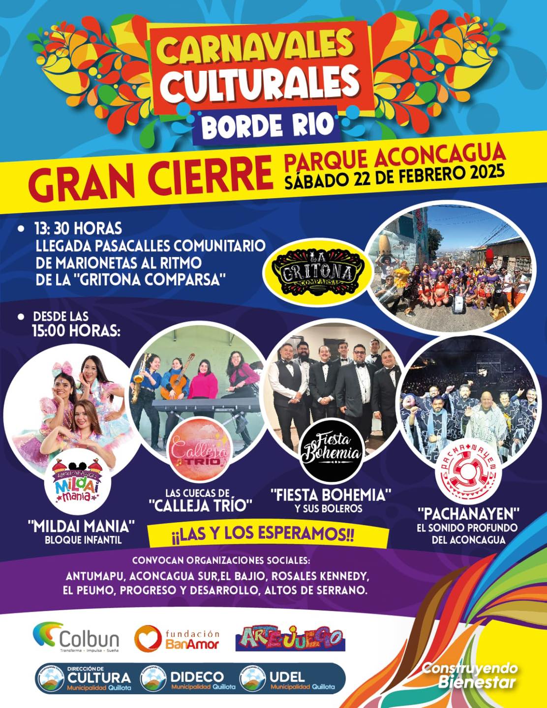 Llegan a Quillota los Carnavales Culturales Borde Río