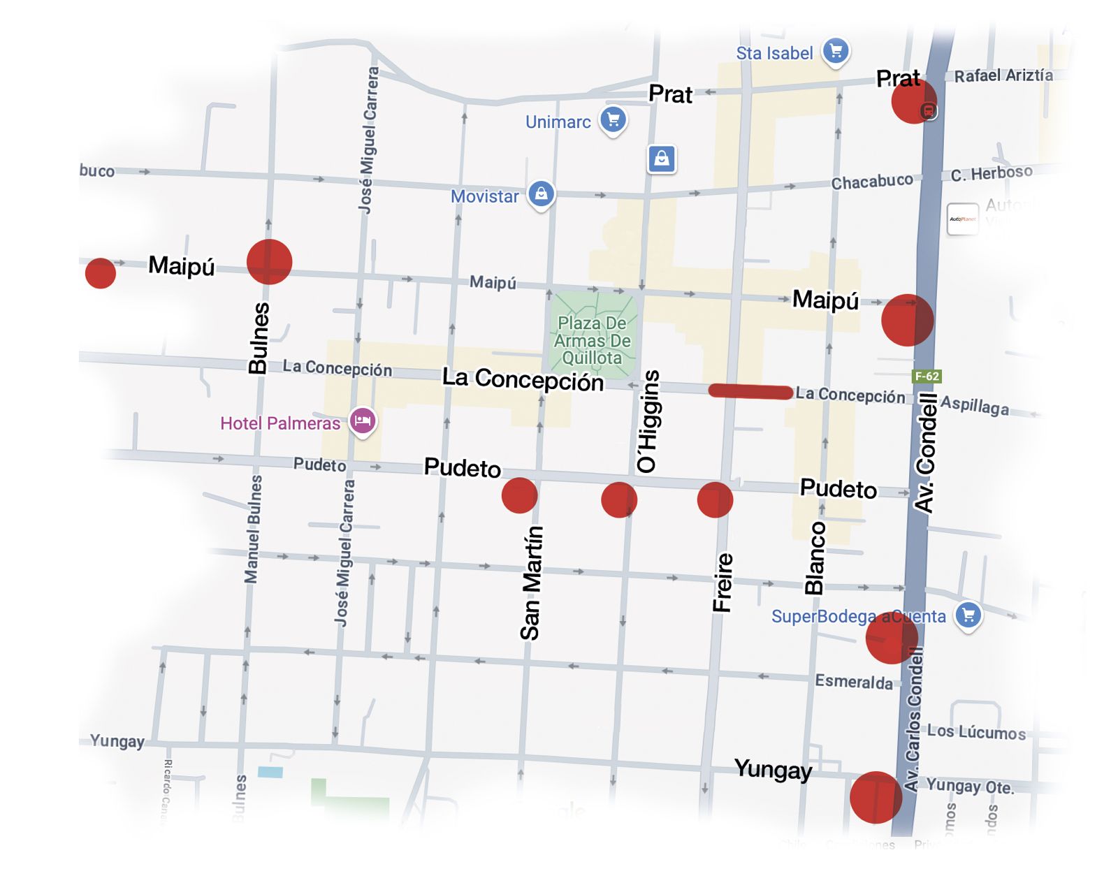 Estas son las veredas con mayor deterioro en el centro de Quillota