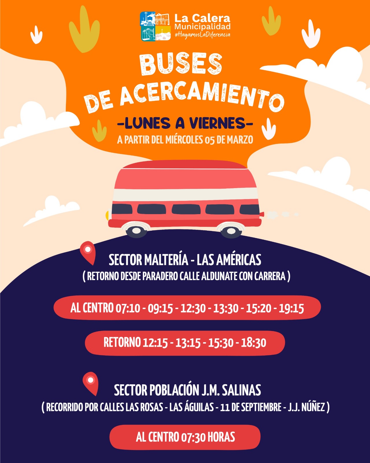 Estos recorridos realizan los nuevos buses de acercamiento de La Calera